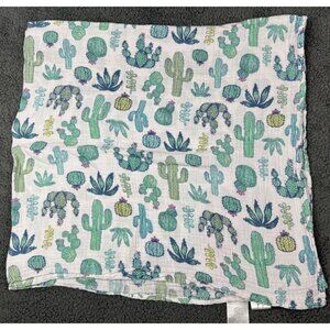 Aden + Anais Muslin Cactus Receiving Blanket Swaddle Plants Teal Trail Blooms